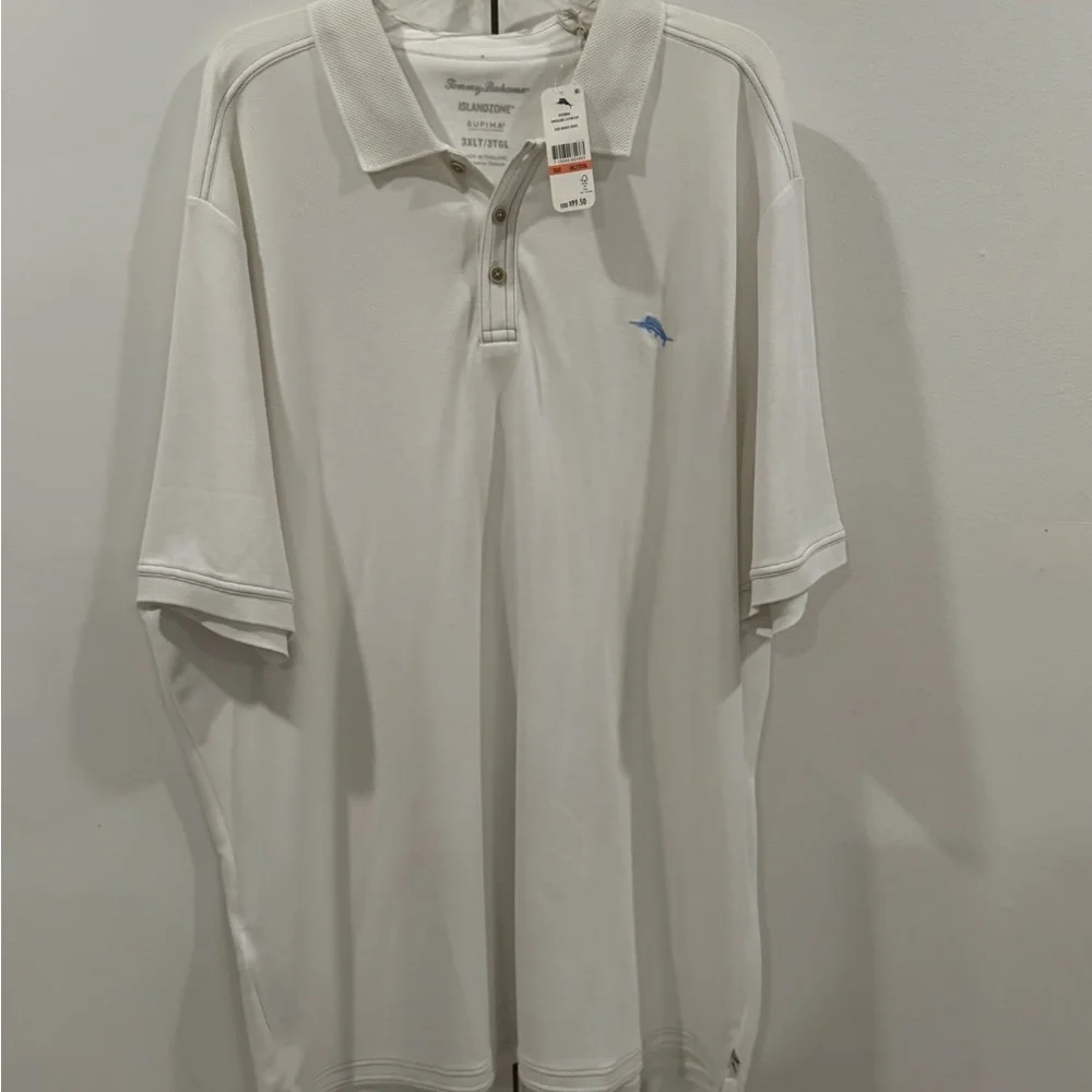 Tommy Bahama Men’s Big and Tall Polo Shirt Bright White 3XLT - Picture 2 of 6